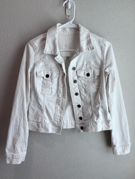 Kut from the Kloth Jackets & Blazers - KUT from the Kloth White Cropped Denim Jean Jacket Women’s Size Small